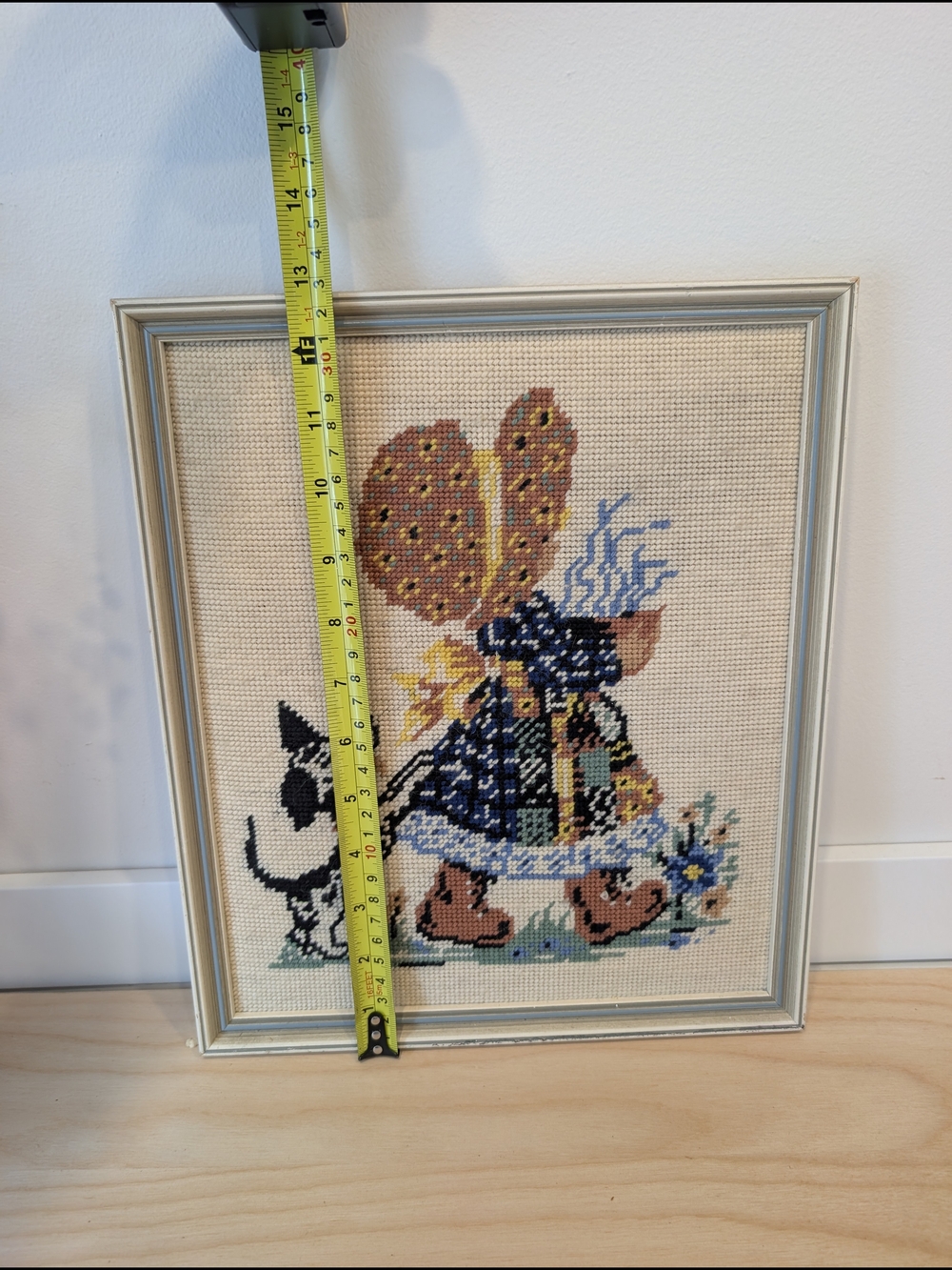 Vintage Framed Cross‑Stitch — Holly Hobbie Inspired Girl & Dog - Picture 8 of 15